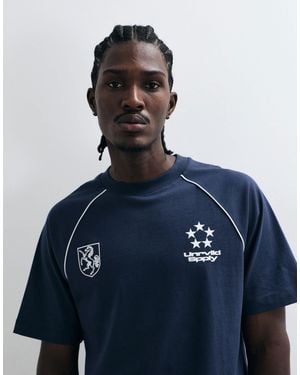 ASOS Schweres relaxed-t-shirt mit fußballgrafik - Blau