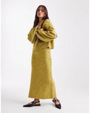 ASOS Knitted Maxi Skirt Co-ord With Wool - Metallic