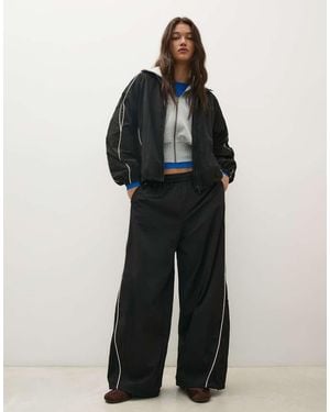 Bershka Technical Parachute Trousers - Black