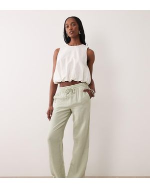 JDY Tall Wide Leg Cheesecloth Trousers - Natural