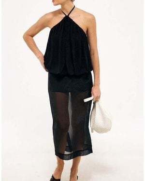 NA-KD Bubble Hem Halterneck Top - Black