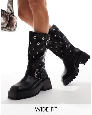 Raid Wide Fit Raid - jaanvi - bottes style motard larges à œillets - Noir