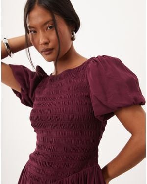 Nobody's Child Petite Shirred Bodice Puff Sleeve Mini Dress