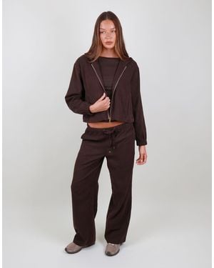 SIMMI Suede Straight Leg Joggers - Brown