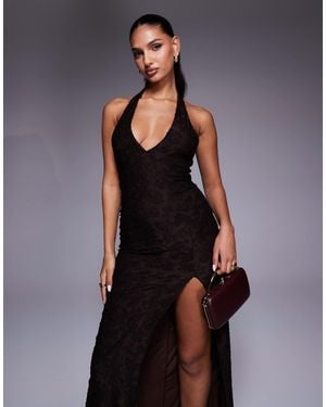 ASOS Devore Maxi Slip Halter Dress - Black