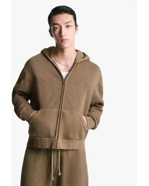 Bershka Felpa Corta Squadrata Con Zip - Marrone