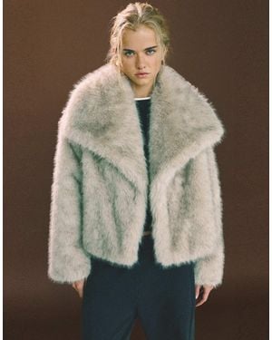 Pull&Bear Kurzer faux-fur-mantel - Natur