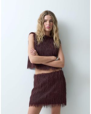 ASOS Mini-jupe duveteuse bordeaux - Rouge