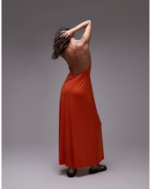 TOPSHOP Cami Maxi Low Back Detail Dress - Red