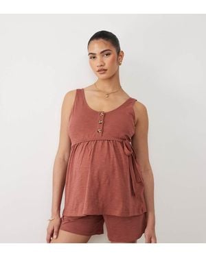 Mama.licious Mamalicious Maternity 2 Function Nursing Button Through Top Co-ord - Red