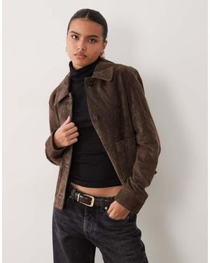 New Look Real Suede Jacket - Brown
