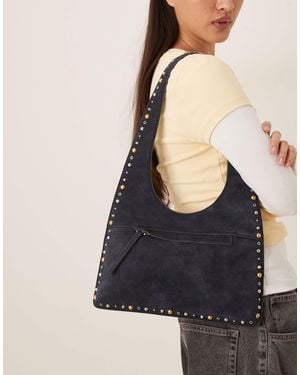 Mango – lässige schultertasche aus wildleder - Blau