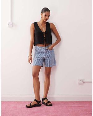Noisy May Pantaloncini Di Jeans Ampi Chiaro A Righe - Rosa