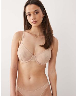 ASOS Fuller Bust Tammy Sheer Mesh Underwire Balcony Bra - Natural