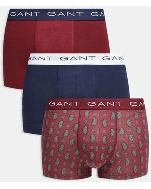 GANT Confezione Da 3 Paia Di Boxer Aderenti Stampa Cachemire Con Fascia - Rosso