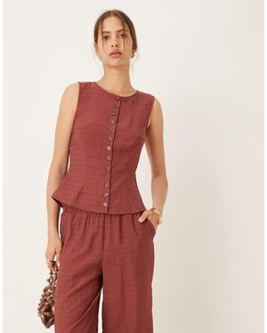 Vila Round Neck Vest Co-Ord - Red