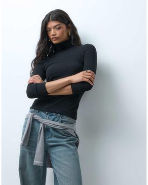 ONLY Top De Manga Larga Con Cuello Vuelto En - Azul