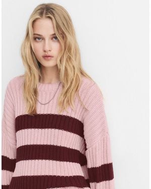 Pull&Bear – gestreifter pullover - Pink