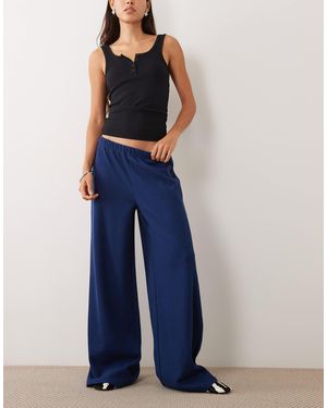 Miss Selfridge Soft Rib Wide Leg Trouser Co-Ord - Blue