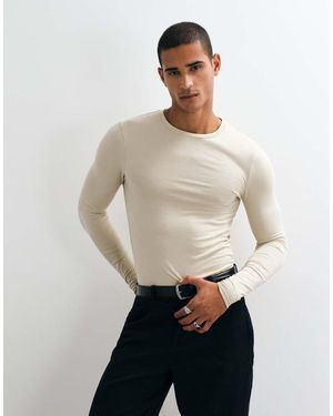 ASOS Essentials Muscle Fit Long Sleeve T-shirt - Natural