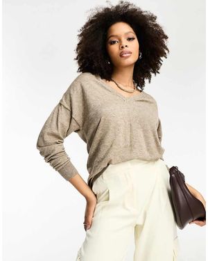 Object Jersey Beis Fósil Jaspeado Con Cuello De Pico De -Beis Neutro