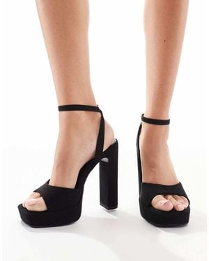 ASOS Wide Fit Naples Platform Barely There Block Heeled Sandals - Black