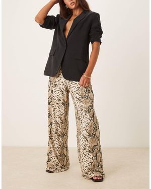 Vila Pull On Wide Leg Pants - Natural