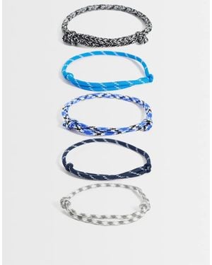 ASOS 5 Pack Cord And Rope Bracelets - Blue