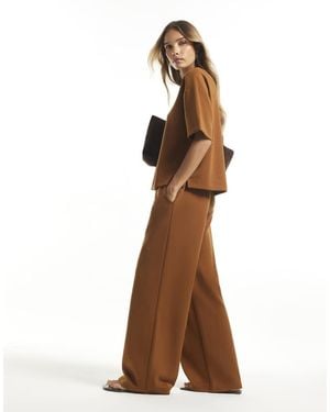 River Island Premium Wide Leg Joggers - Brown