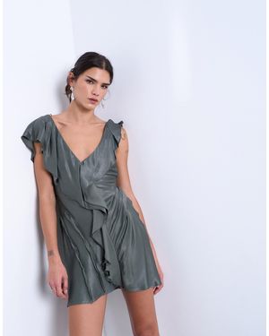 TOPSHOP Raw Seamed Ruffle Mini Dress - White