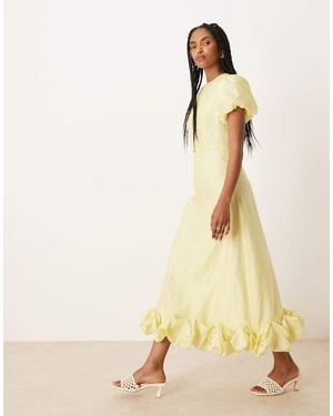 Sister Jane Puff Sleeve Bubble Hem Maxi Dress - Natural