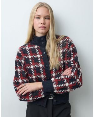 Mango Knitted Funnel Neck Jacket - Gray