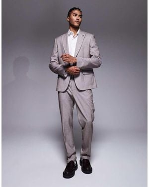 River Island Slim Textured Suit Trousers - Grey