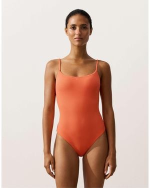 Oysho – triangel-badeanzug aus pikee - Orange