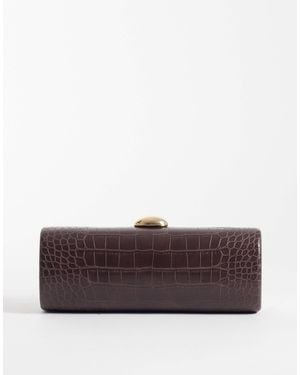Glamorous Cylinder Clutch Bag - Brown