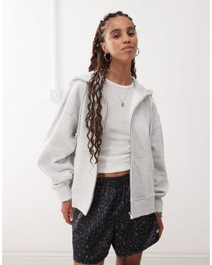 Collusion Zip Through Boxy Hoodie - Grey
