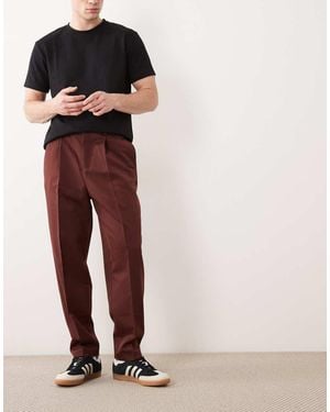 ASOS Tailored Pleated Relaxed Tapered Trousers - Pink
