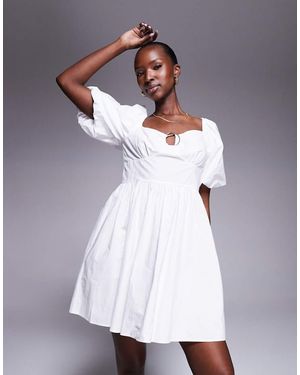 River Island Mini-Jurk Van Popeline Met Zoomdetail - Wit