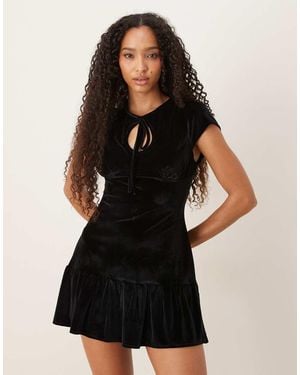 ASOS Velvet Keyhole Drop Waist Mini Dress - Black