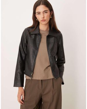 Abercrombie & Fitch Slim-Fit Jack Van Vegan Leer Met Krokodillenpatroon - Bruin