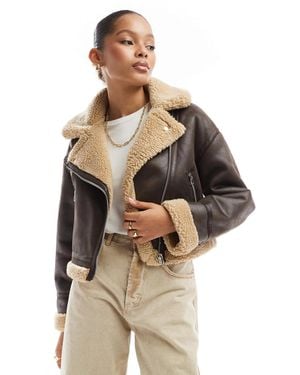Bershka Contrast Shearling Jacket - Multicolor