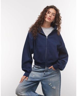 Collusion Zip Through Boxy Hoodie - Blue