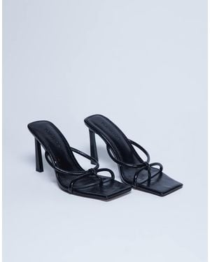TOPSHOP Sandalias Negras De Tacón Alto Con Diseño De Tiras Y Tira Para El Dedo Flora De - Azul