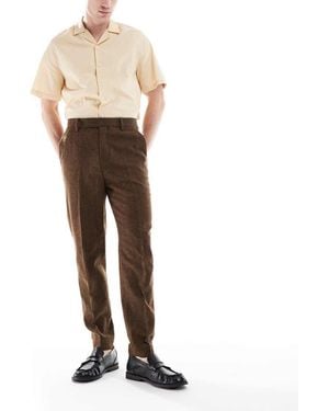 ASOS Toelopende Pantalon Van Wolmix - Naturel