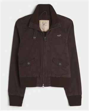 Hollister Twill Zip-Up Jacket - Brown