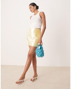 Amy Lynn Disc Sequin Ultra Mini Skirt - Natural