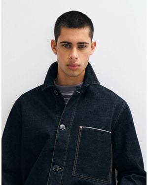 SELECTED Co-ord selvedge-denimjacke mit kontrastnähten - Blau