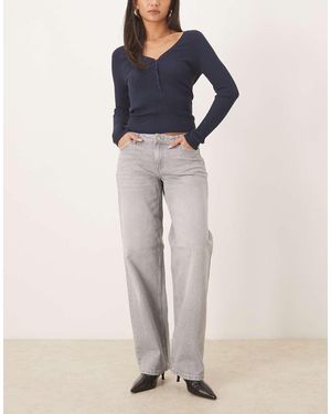 Jdy Vaqueros Gris Claro De Pernera Recta Y Talle Bajo Katie De - Azul
