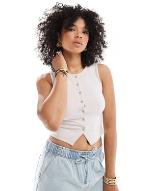 Stradivarius Top Senza Maniche Con Bottoni - Bianco