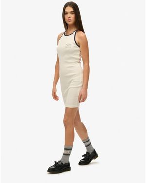Superdry Athletic Essentials Ribbed Tank Dress - White